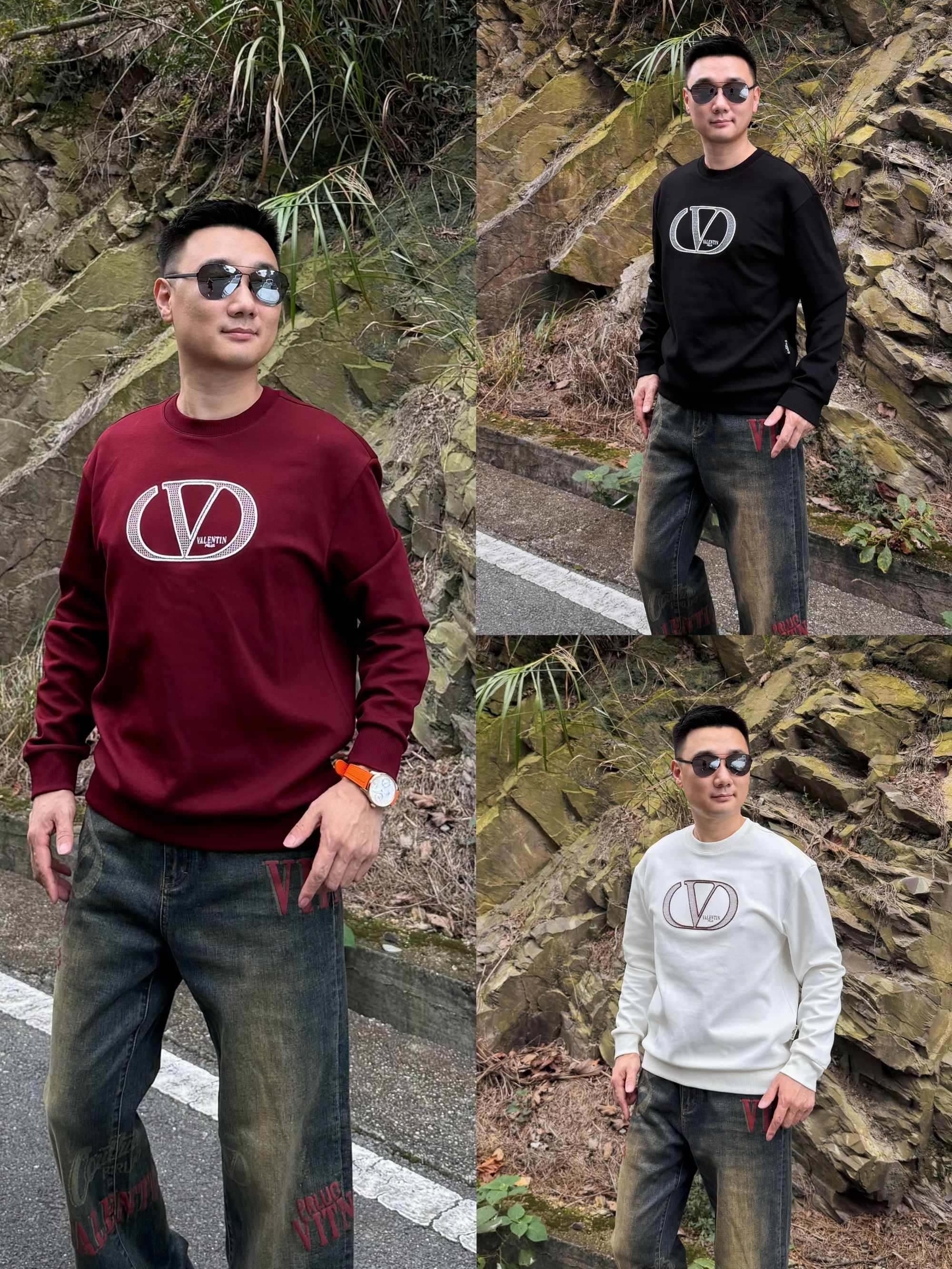 PRLUO VALENTIN《国际行》2025秋男美式字母简约百搭休闲微宽松卫衣