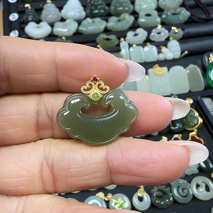 和田玉吊坠(不含链)银S925镶嵌