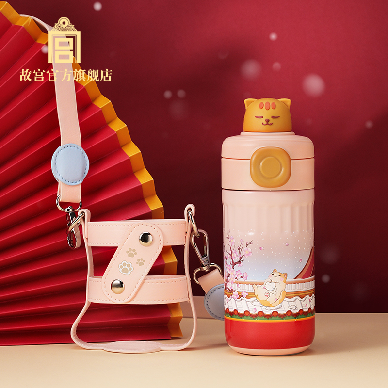 故宫 萌猫戏雪保温杯 大容量创意便携式 保温杯1