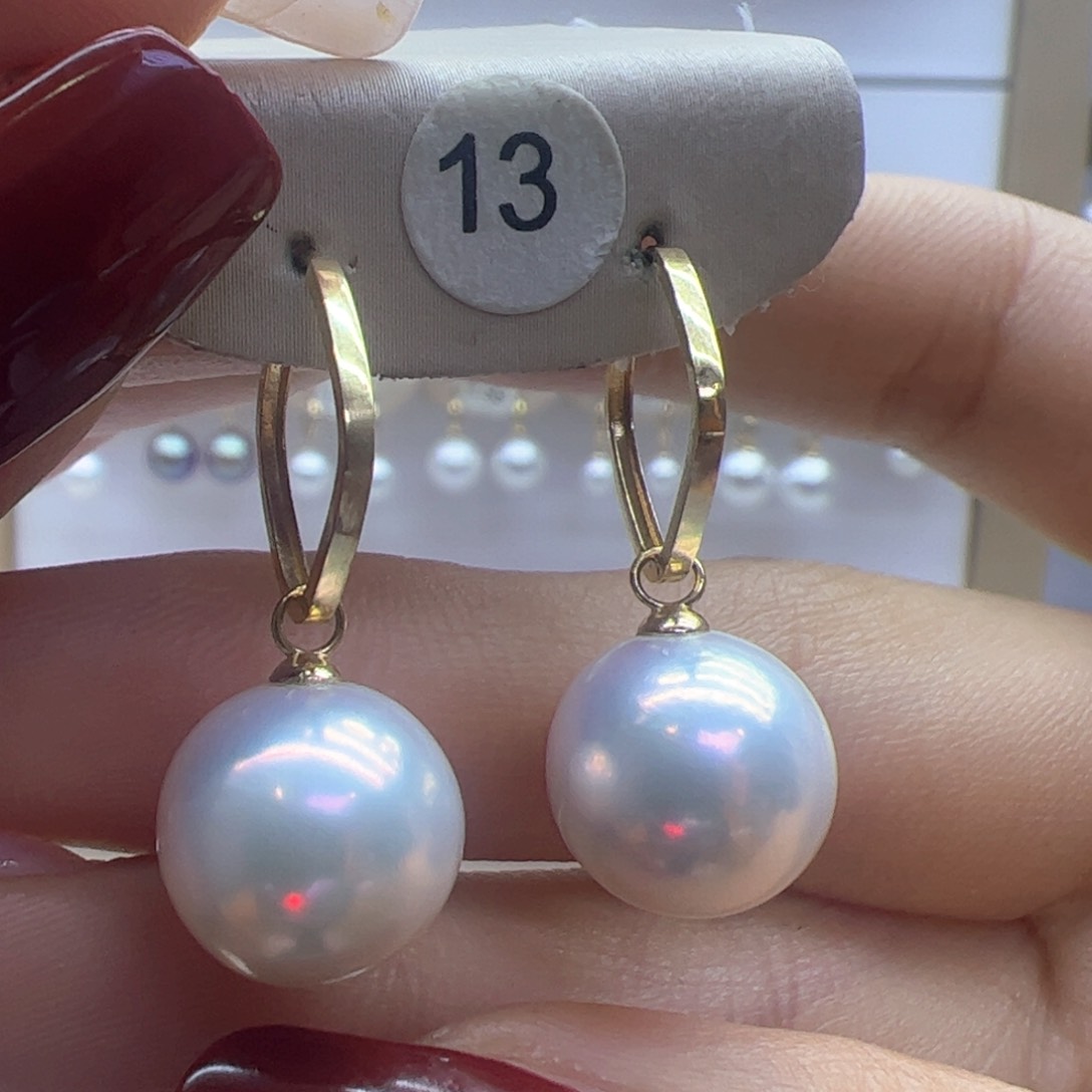 淡水珍珠耳饰18K金镶嵌