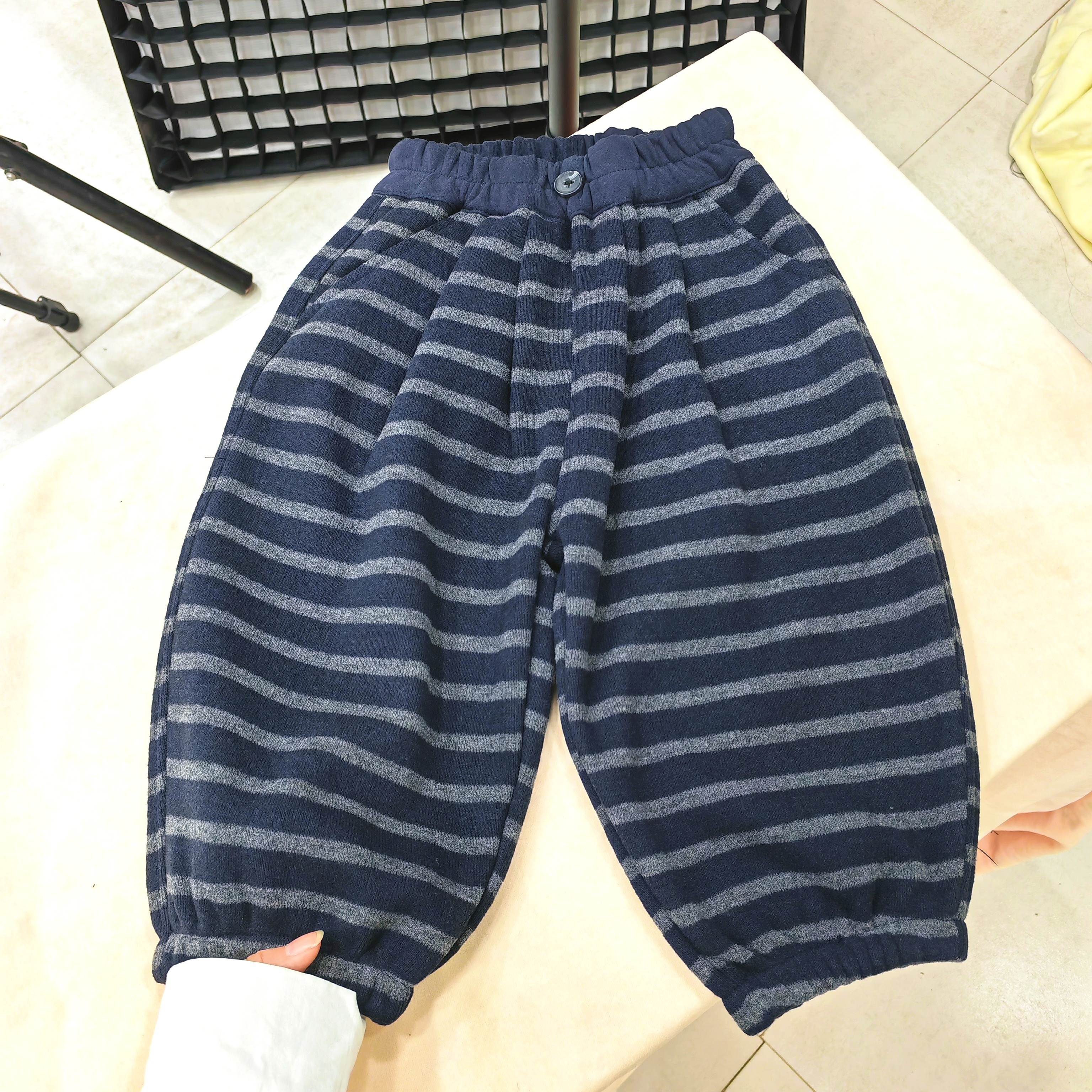 条纹裤女童加绒加厚秋冬装韩版裤子格子裤儿童运动裤中小童休闲裤