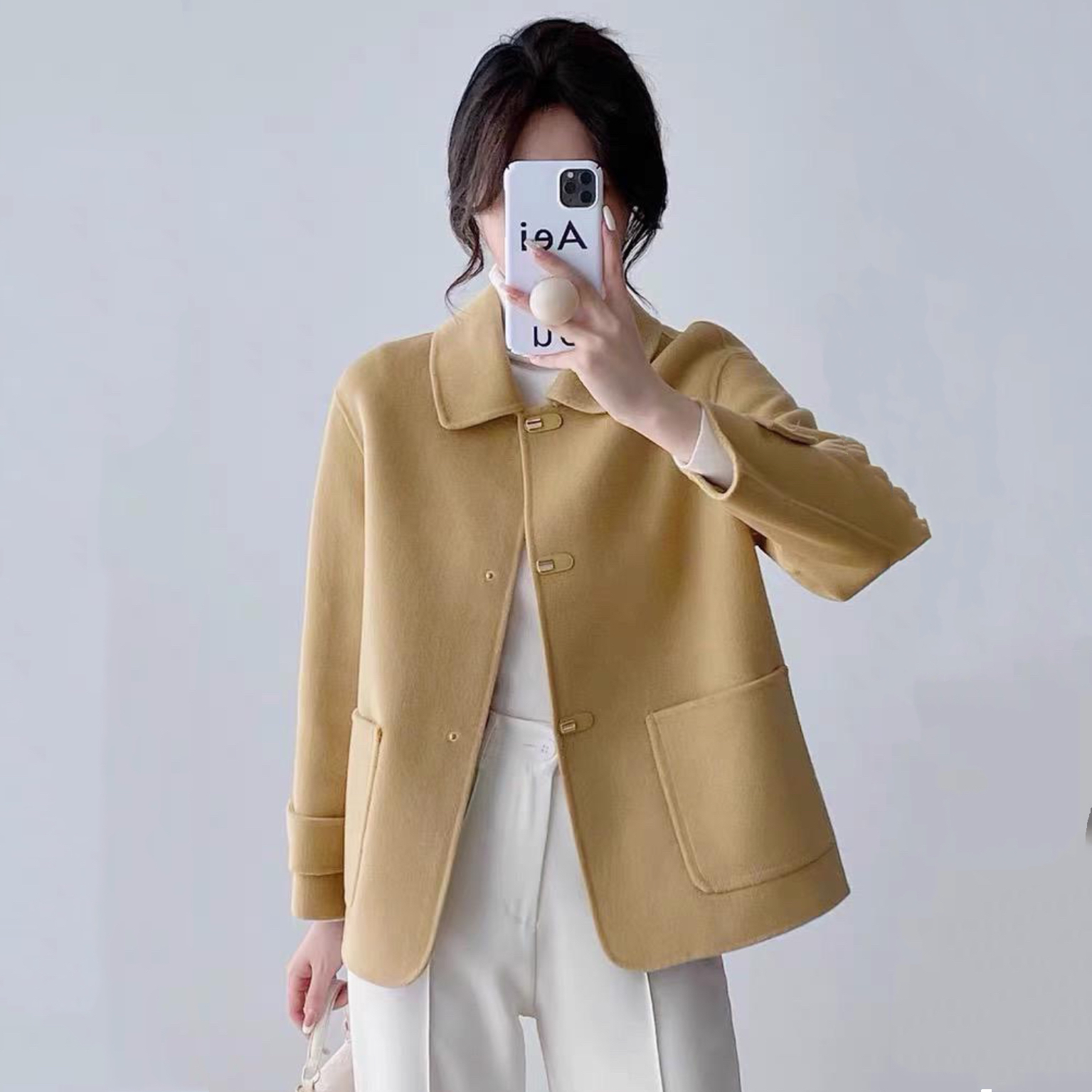 双面呢大衣女短款春秋新款高级感双面绒显瘦洋气减龄毛呢外套