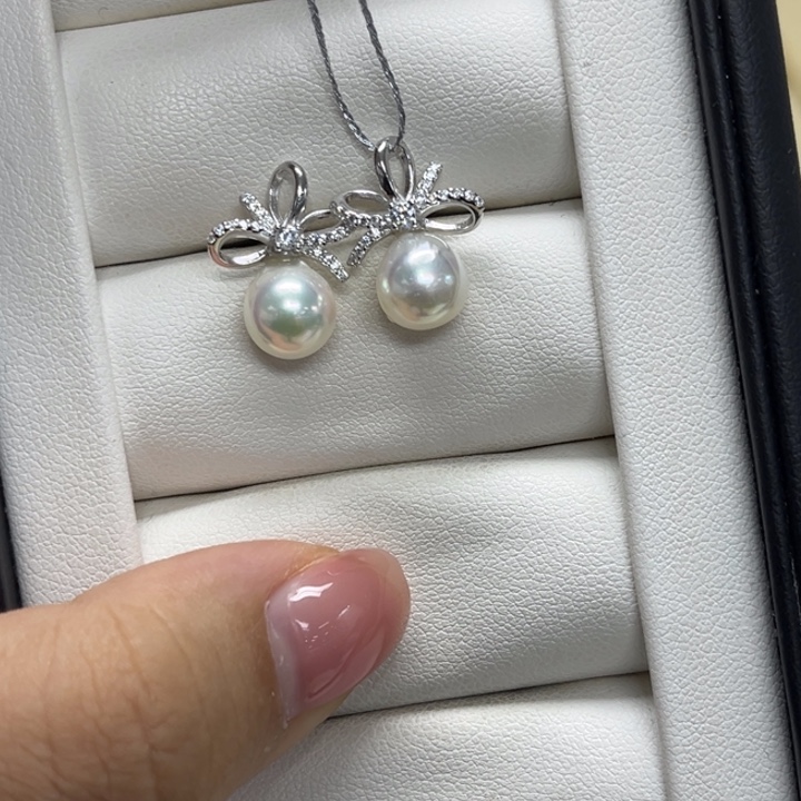 耳饰银S925镶嵌海水珍珠AK7-8mm94