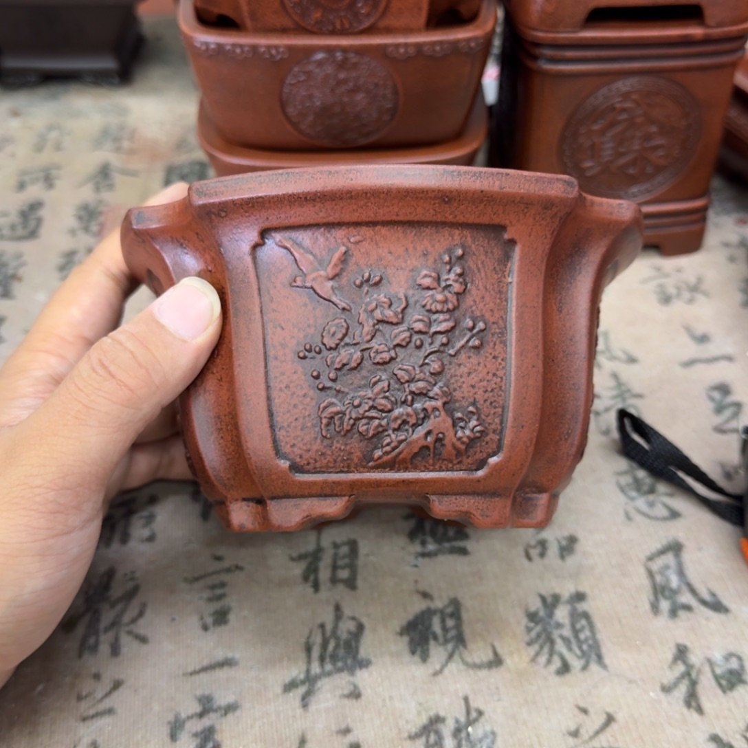 紫砂花盆14x7.5内经紫砂花盆
