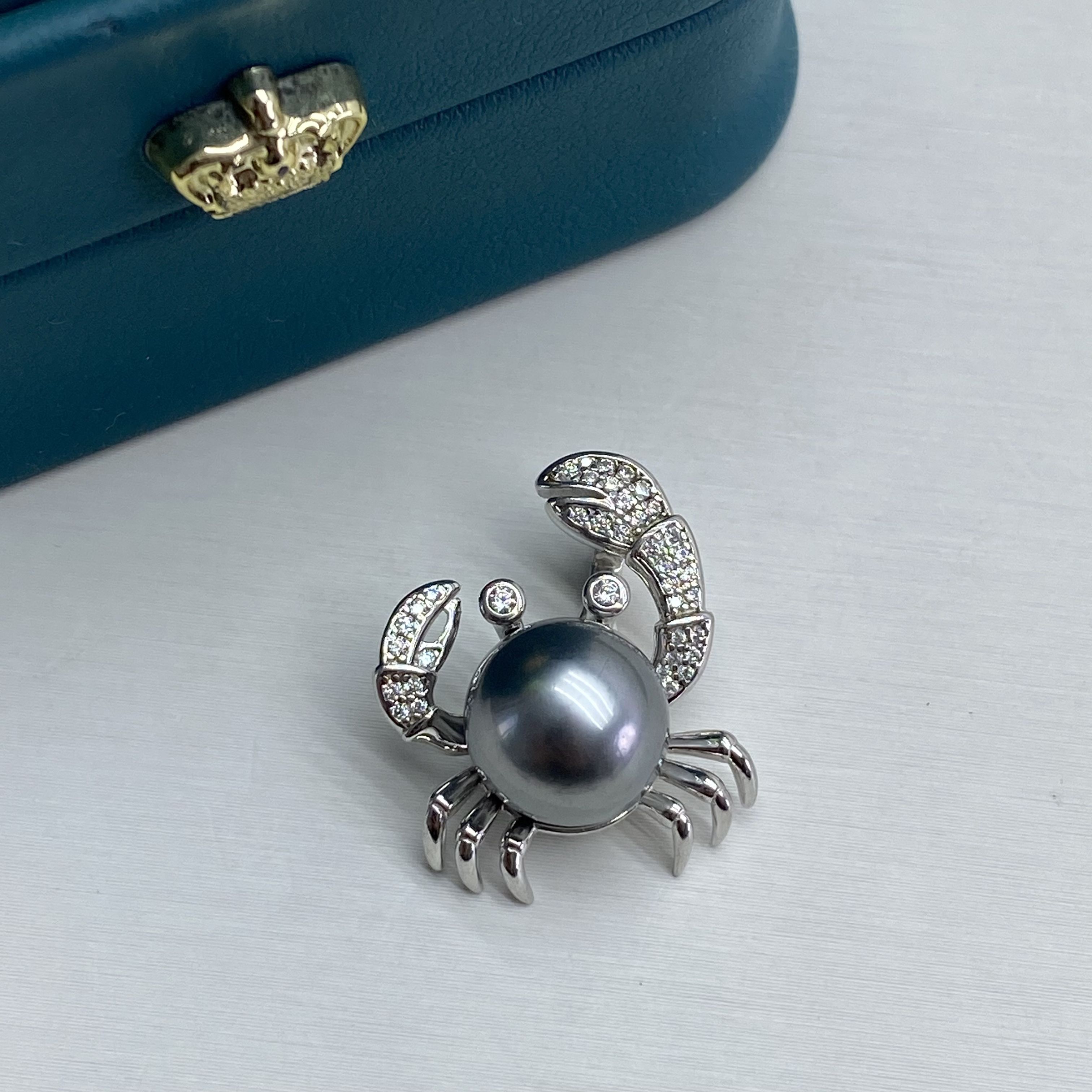 琪心海水大溪地黑珍珠招财蟹可掰扣吊坠9-10