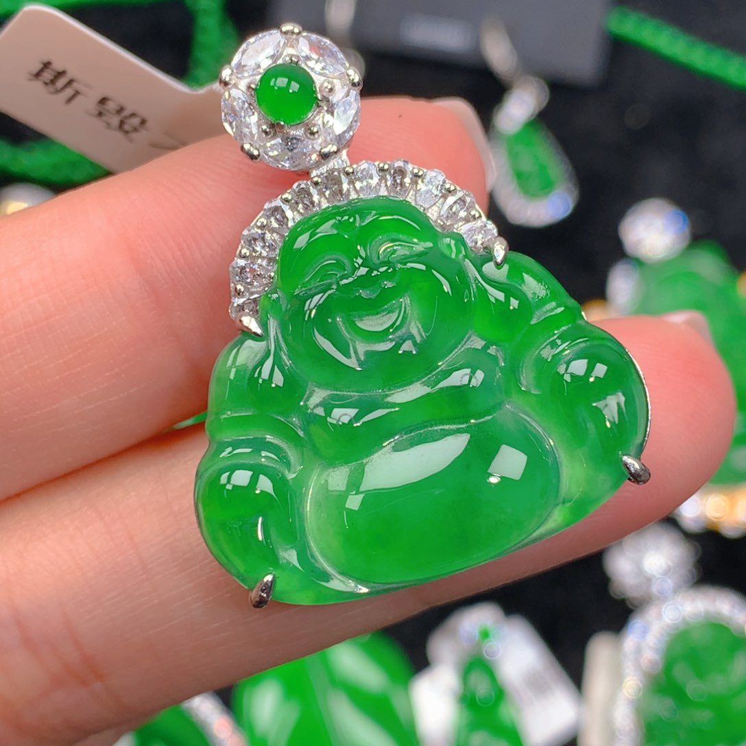 翡翠吊坠(不含链)银S925镶嵌