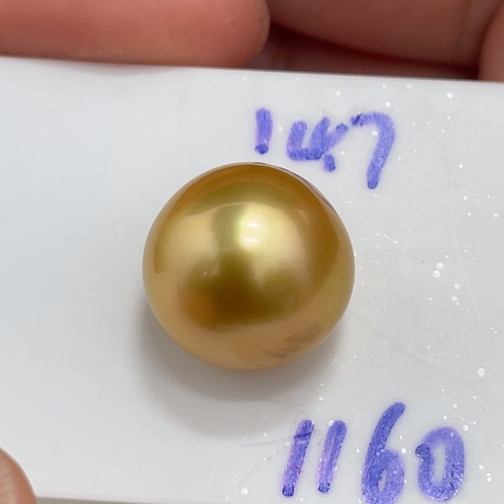 海水珍珠裸珠14.7mm浓茶炫彩金珠