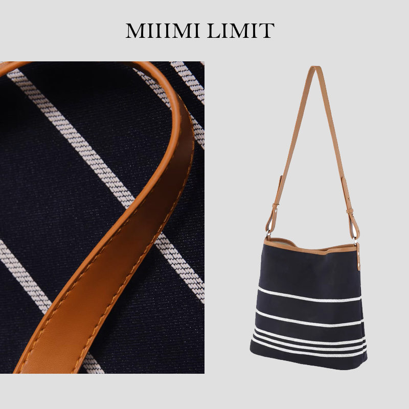 米小米/单肩包时尚休闲百搭女士条纹包包通勤包撞色