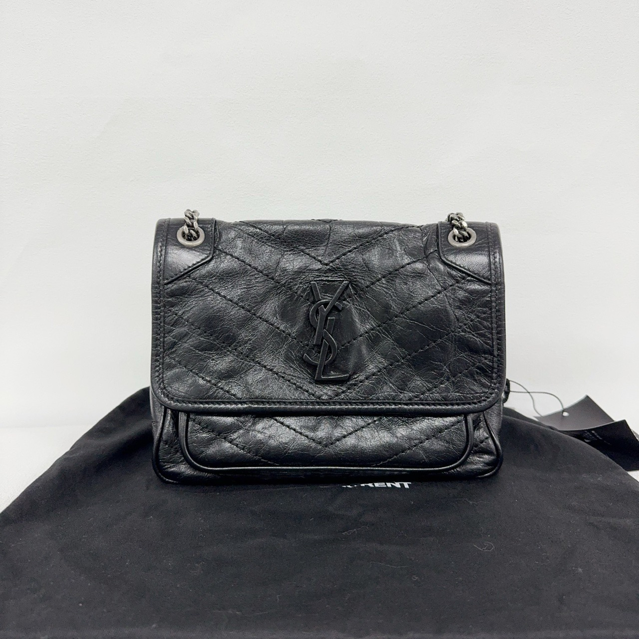 99新 YSL/圣罗兰 niki小号 黑银 （0321）