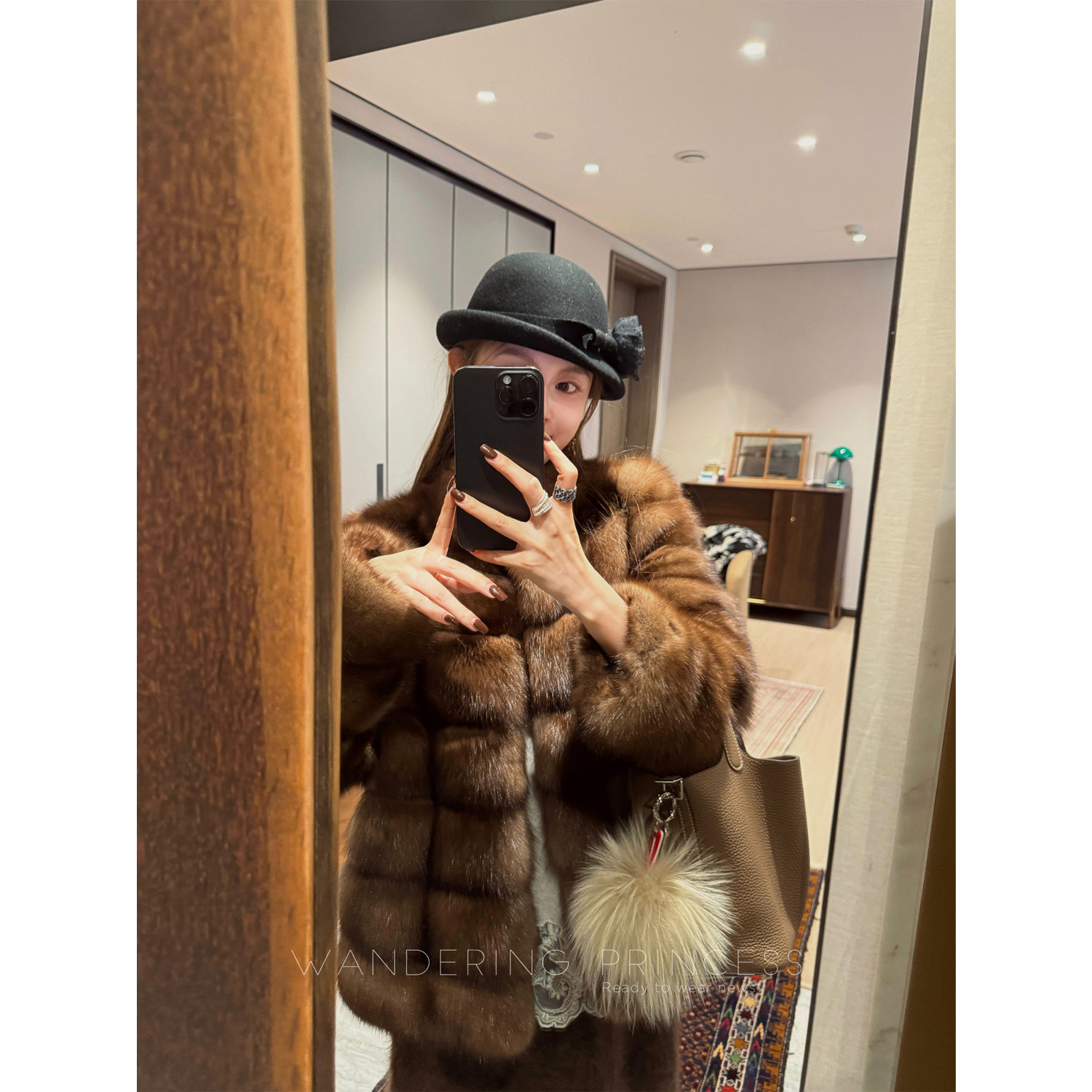 人造皮草 钱美西24号新品 本色立领横排外套皮草