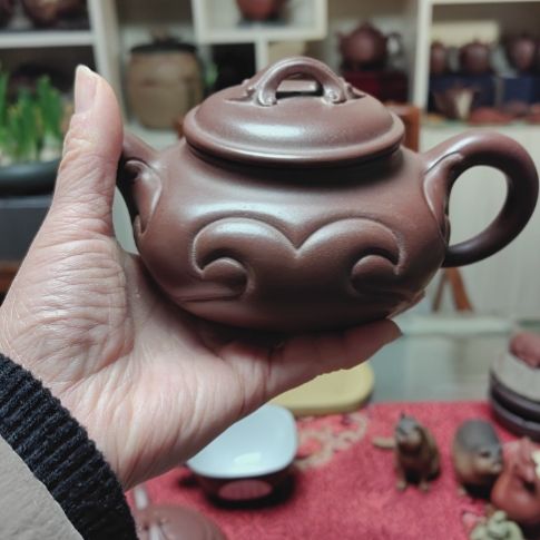 紫砂茶壶老*四方如意壶350Cc手工制作