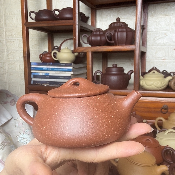 花***醒茶壶紫砂石瓢260cc半手工