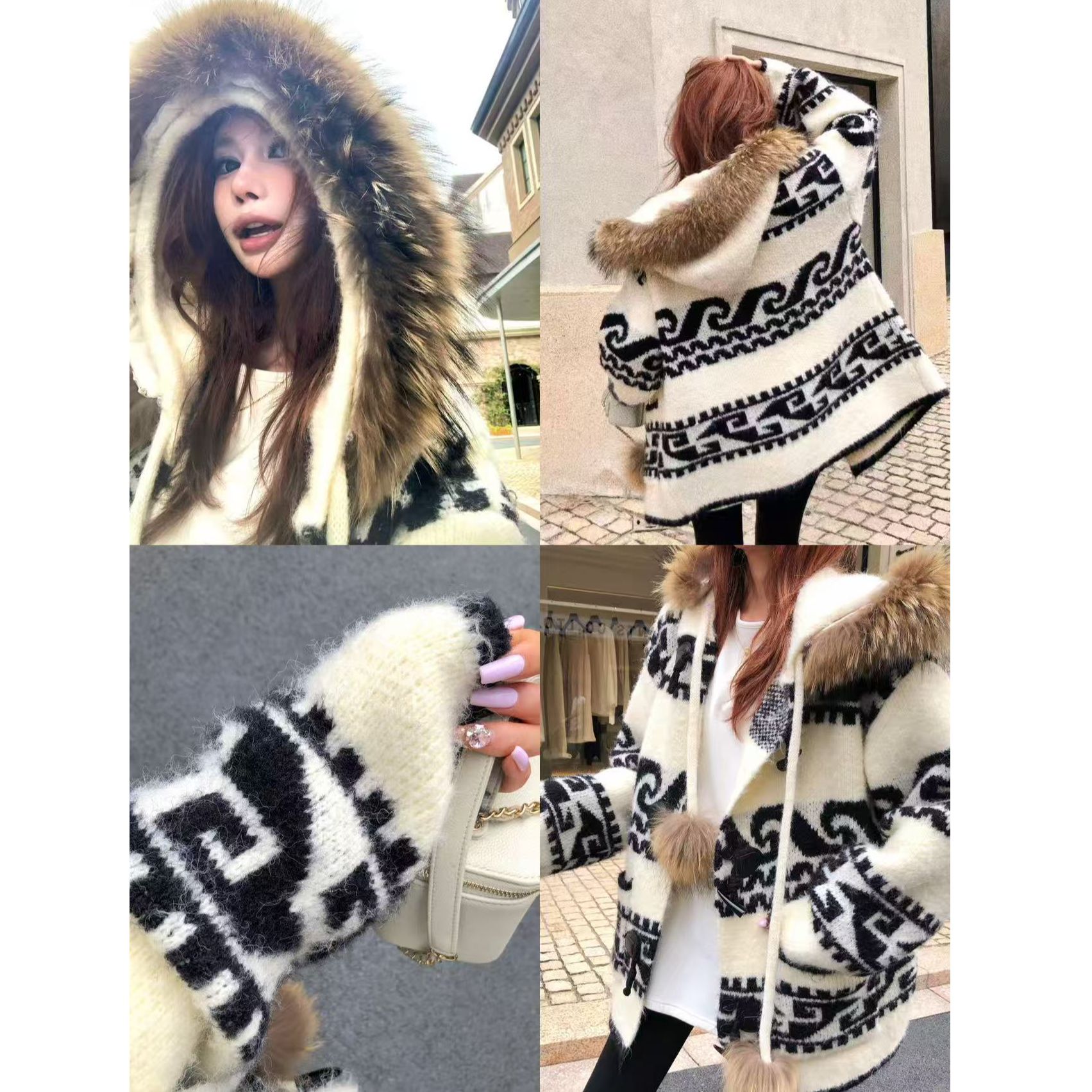 婉君Y【2.0费尔岛】1300克“绵羊毛+乌苏里貉子毛”外套LWJ25D4C3684