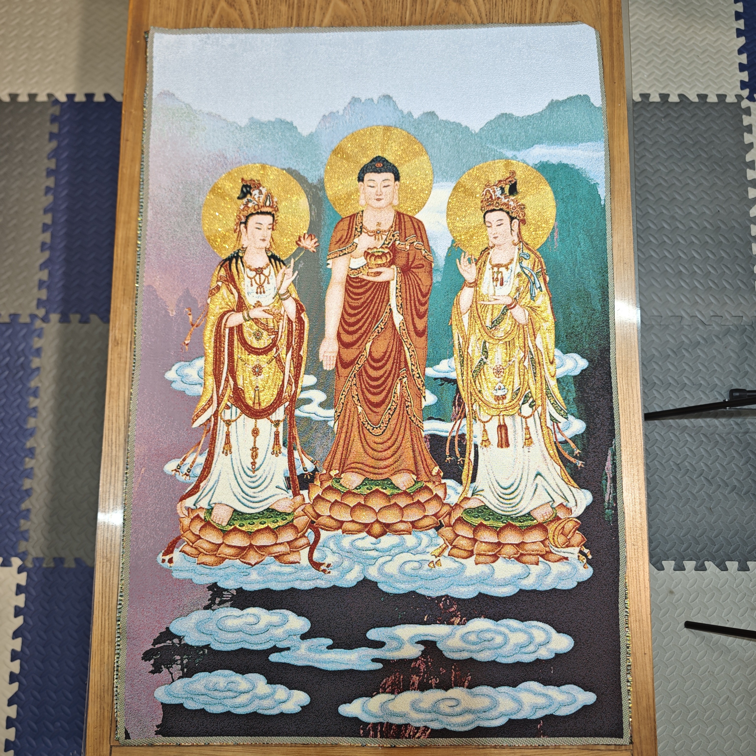 刺绣西方三圣装饰画办公室玄关茶室书房客厅背景墙挂画