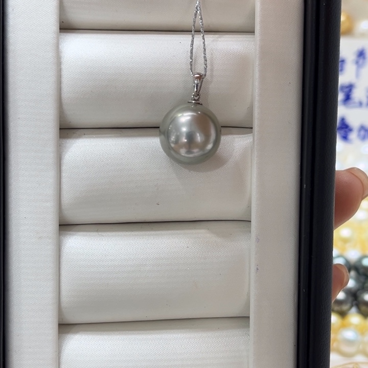 海水珍珠吊坠(不含链)18K金镶嵌12-13mm