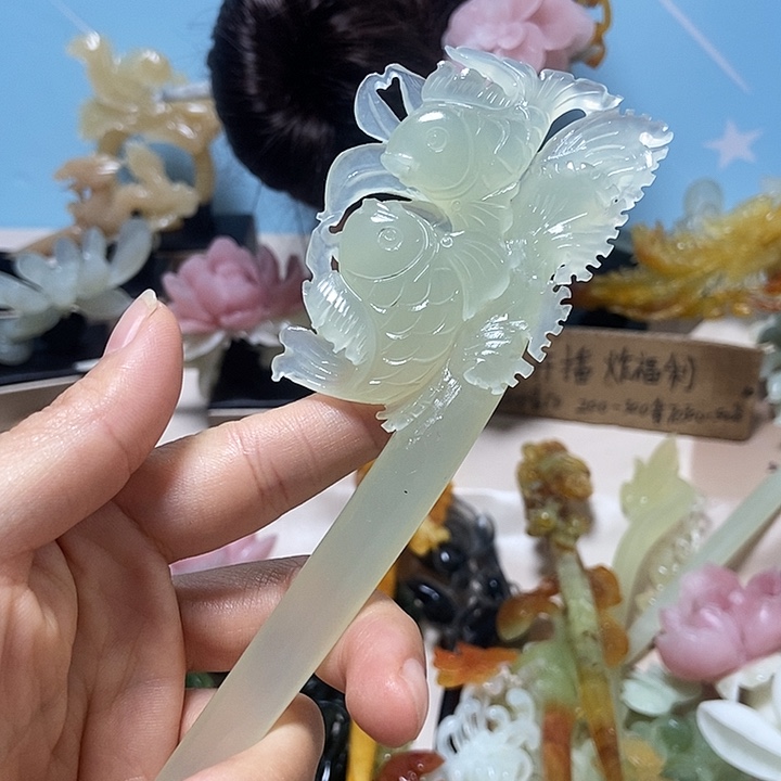 岫玉未镶嵌发簪发簪