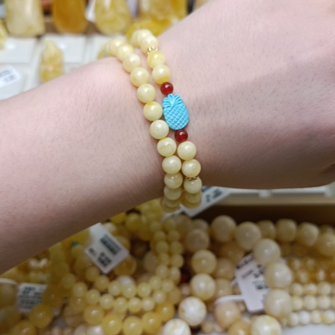 蜜蜡手串未镶嵌俄料