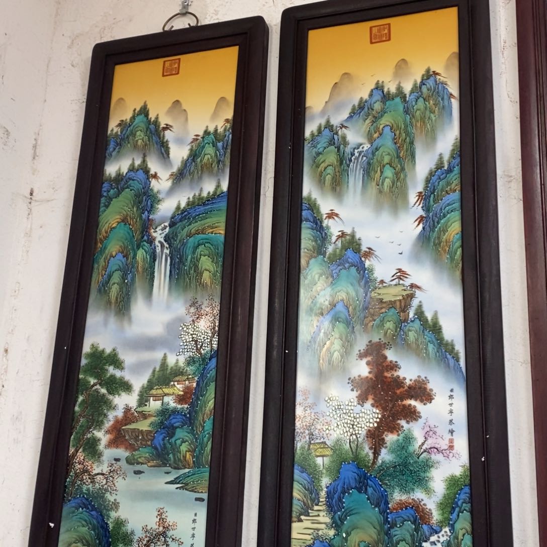 瓷片120*160景德镇瓷板画柴窑烧制