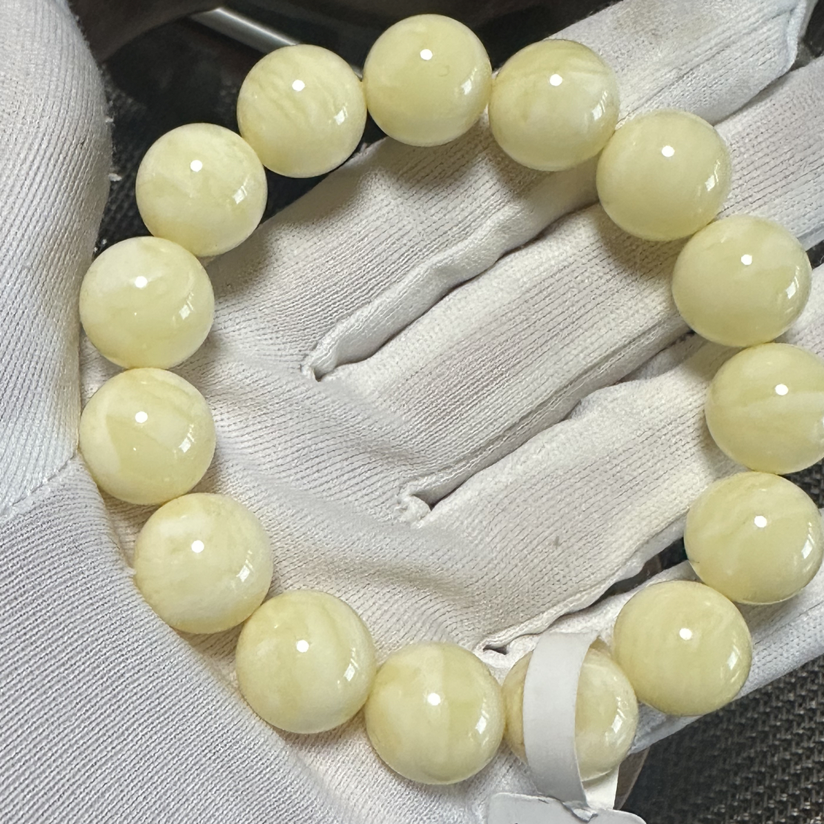 同料乌瓷白虎皮纹精典圆珠手串