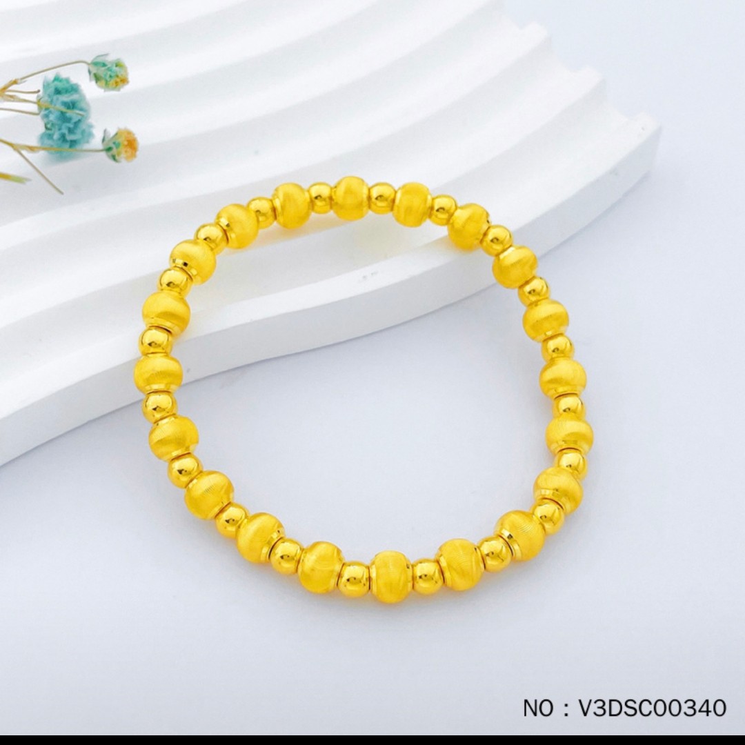 点哥黄金珠宝甄选足金3D硬金猫眼间光珠手串