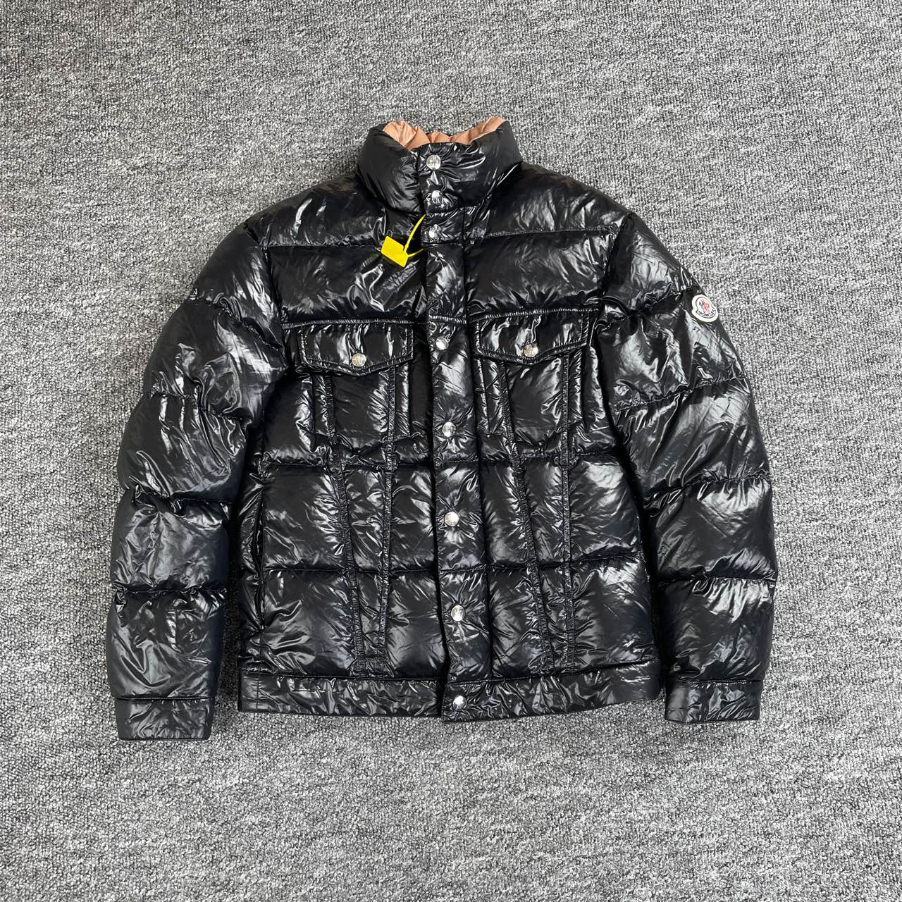 99新 MONCLER 7036/Moncler Montmirail 黑色漆面羽绒服/0码/98新