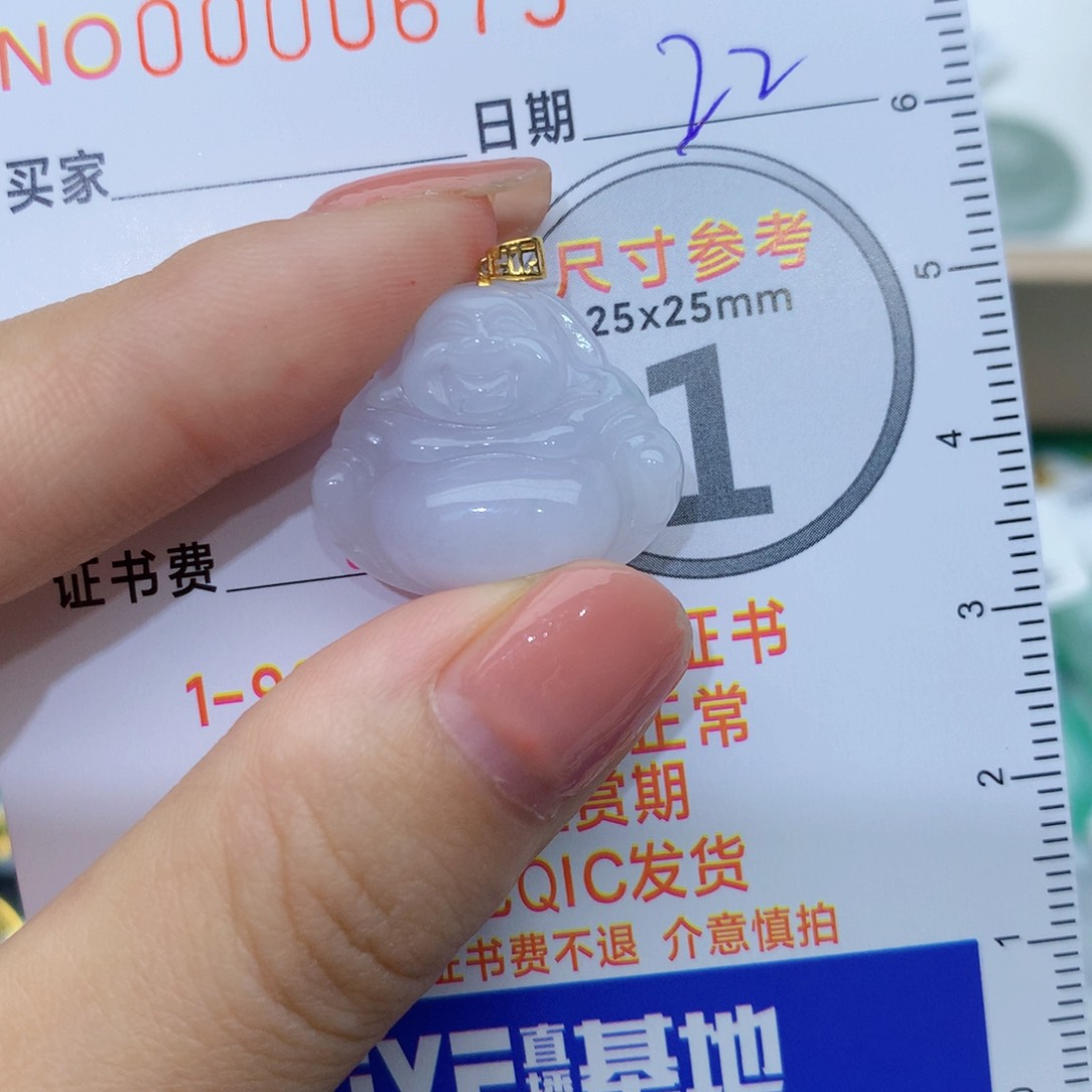 翡翠颈饰18K金镶嵌佛公22