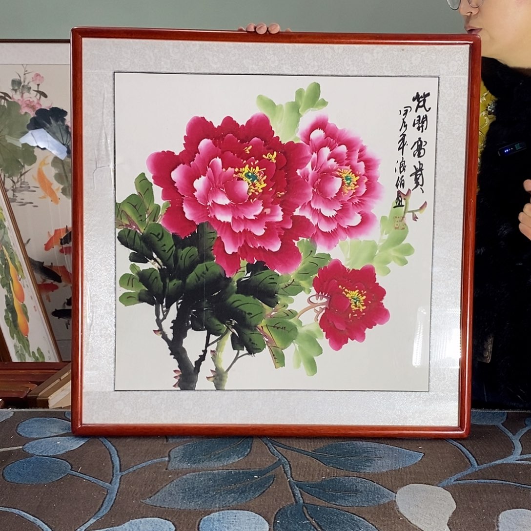 国画62✖️62手写手绘带框包邮国画作品