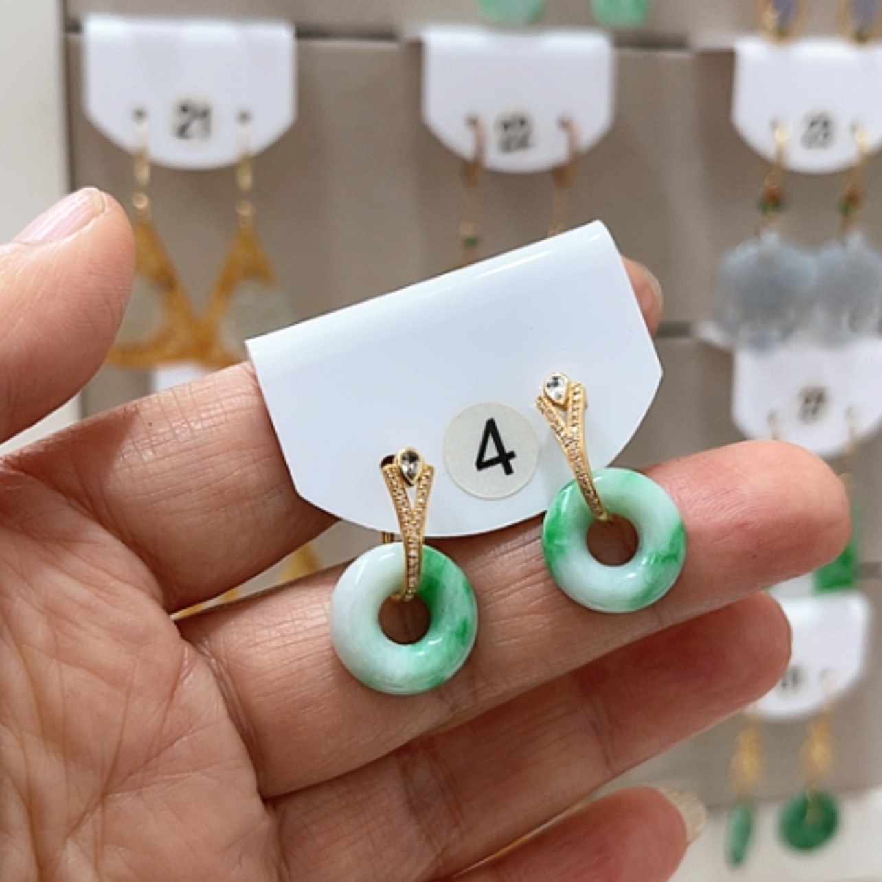 【闪购商品】翡翠耳饰18K金镶嵌王*翡翠耳坠