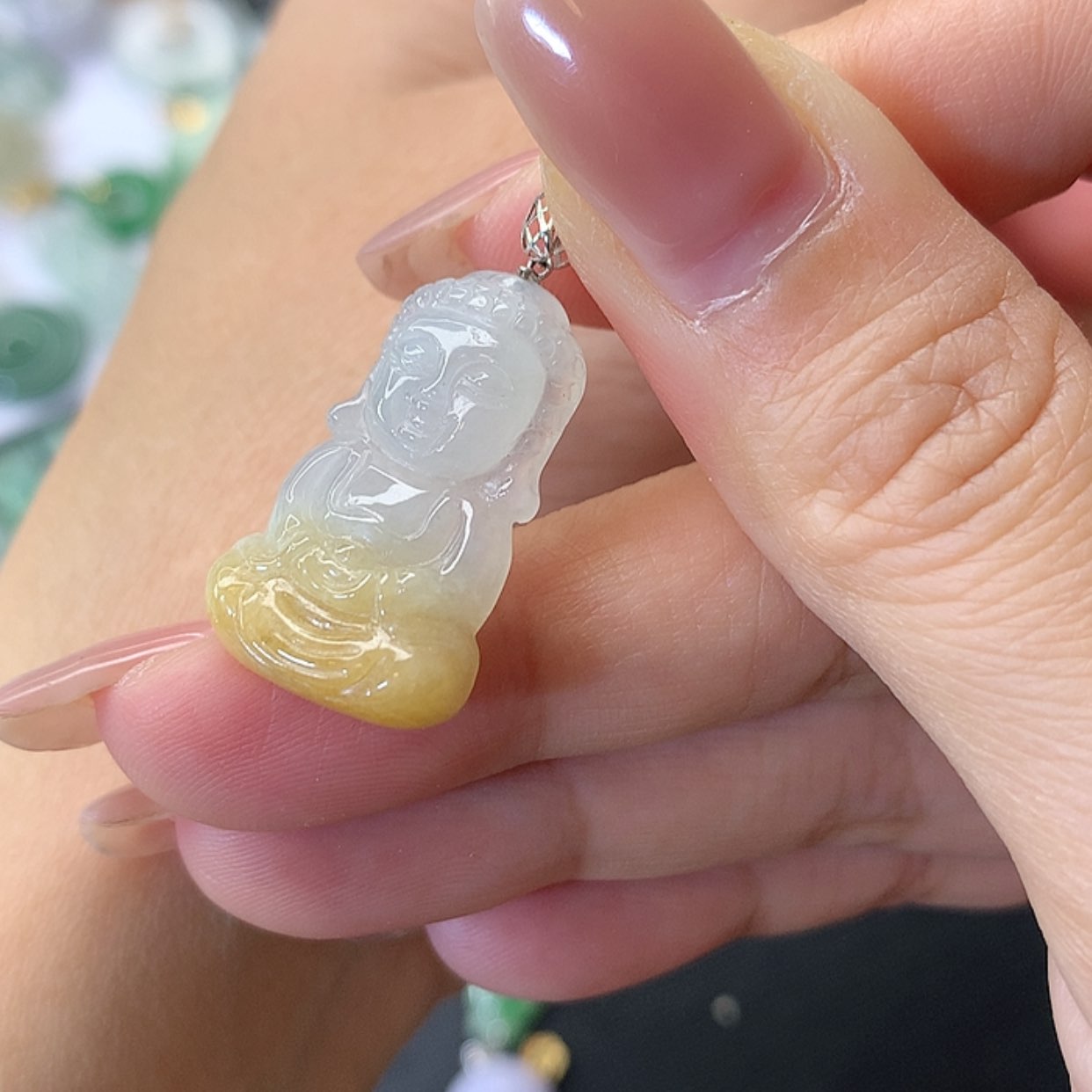 【闪购商品】翡翠吊坠(赠链)18K金镶嵌