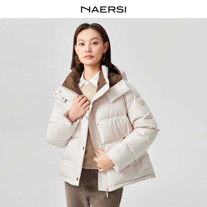 【可拆连帽款】娜尔思休闲时尚冬季女款保暖羽绒外套NR00679V1