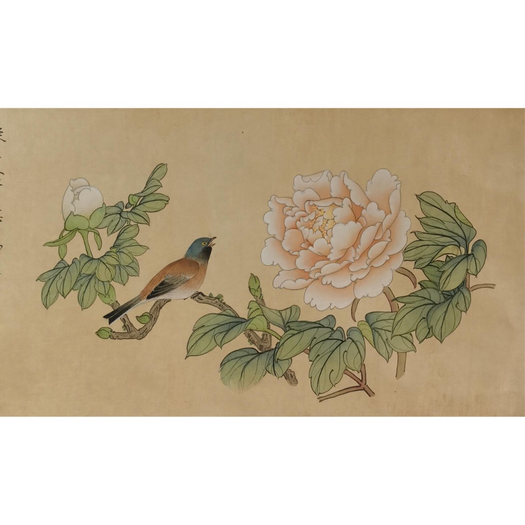 【辽拍】V250709-2-232《花鸟》（1平尺）绢本镜片 DD25