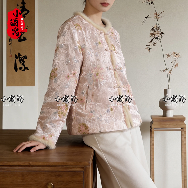 [桃花笺-外套]小酒窝新国风 新中式时尚气质外套-衣长59袖长59