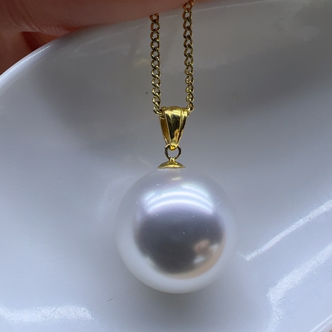 淡水珍珠吊坠(赠链)18K金镶嵌