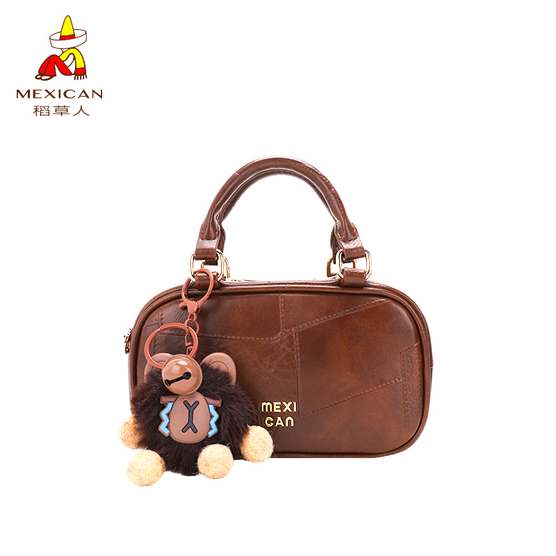 稻草人25秋季老钱复古包包大容量通勤拼接设计通勤保龄球包包