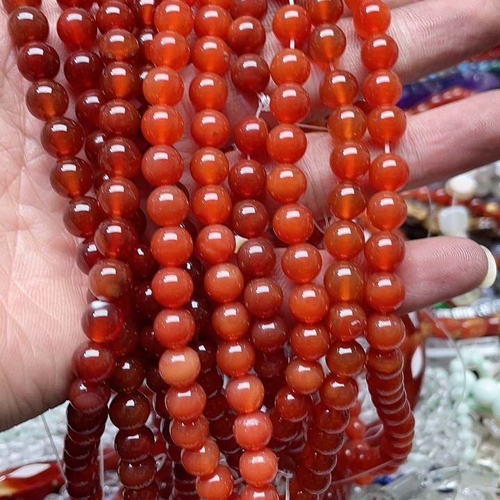 玛瑙/玉髓珠宝半成品合金一条8mm红玛瑙