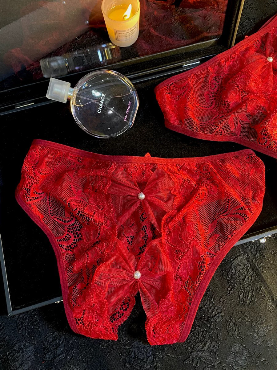 浪漫低腰蝴蝶结网纱女士三角裤