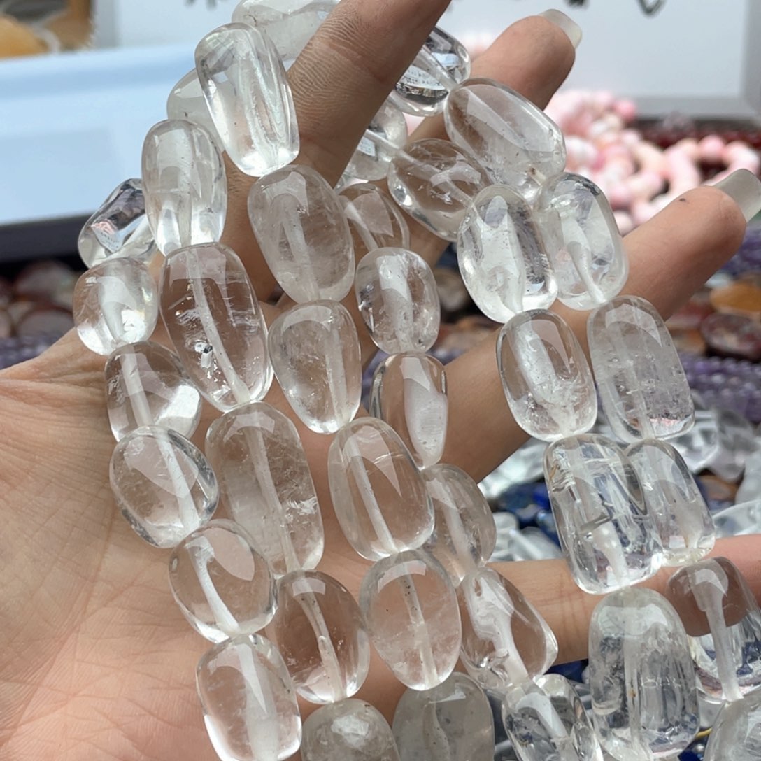 玛瑙/玉髓合金珠宝半成品一条装卡12左右透体白水随行大号