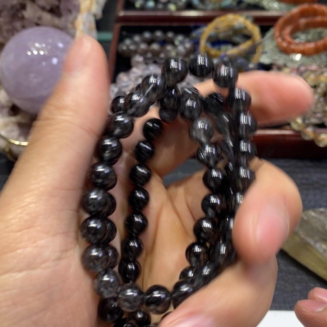 水晶手链未镶嵌黑发8mm