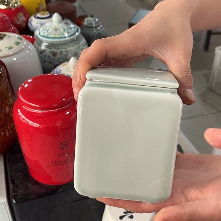 摆件陶瓷茶叶罐家用摆件密封罐