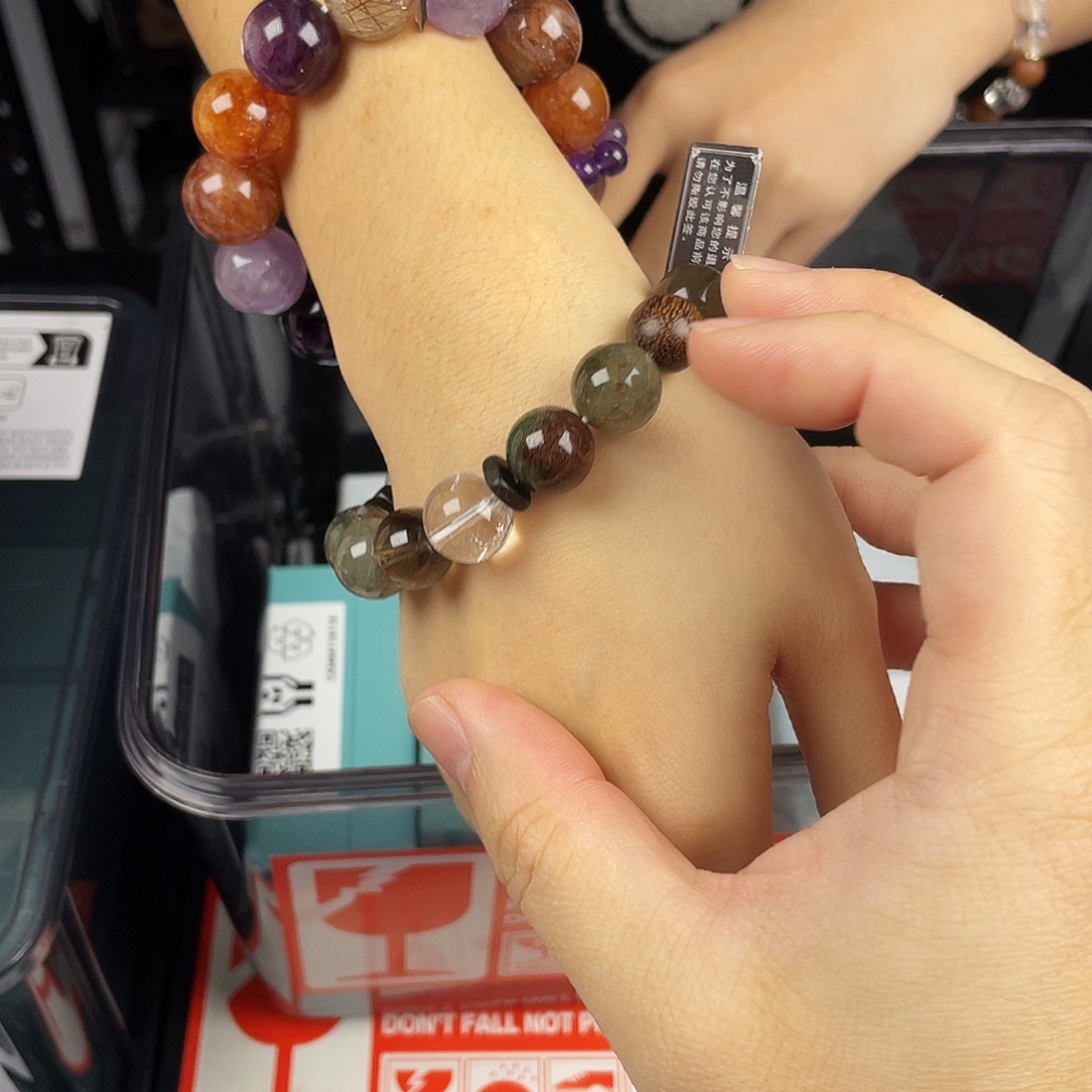 手串水晶银S925镀金镶嵌