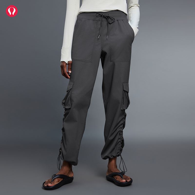 LULU露露首领秋冬加绒保暖休闲工装裤女脚口抽绳两穿健身运动长裤