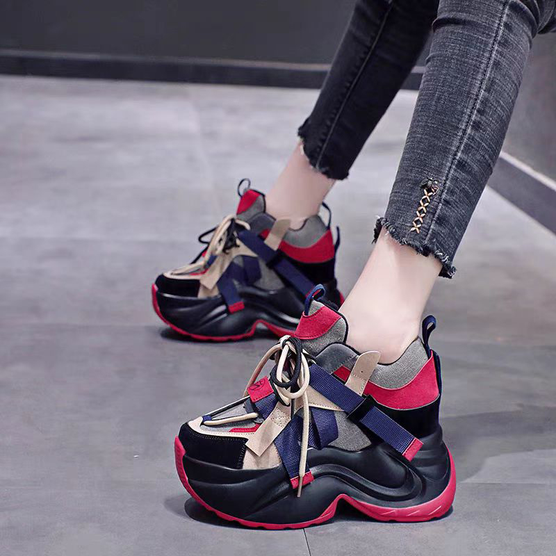 网红爆款厚底内增高老爹鞋女款2025秋季新款复古透气百搭运动鞋子