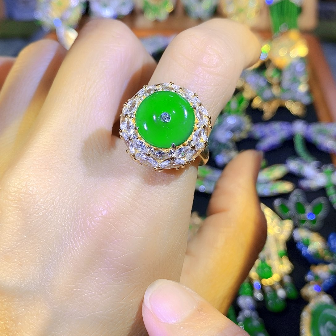 吊坠(不含链)银S925镶嵌翡翠