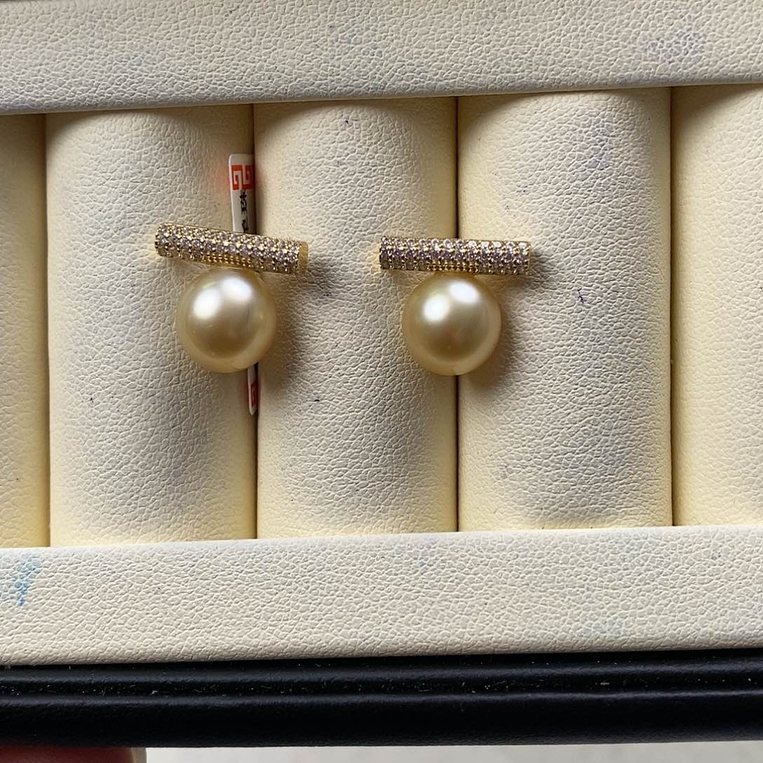 海水珍珠耳饰银S925镶嵌