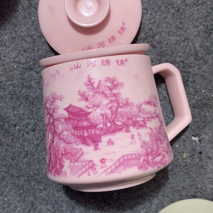 摆件陶红稀土玛瑙红带过滤网办公杯