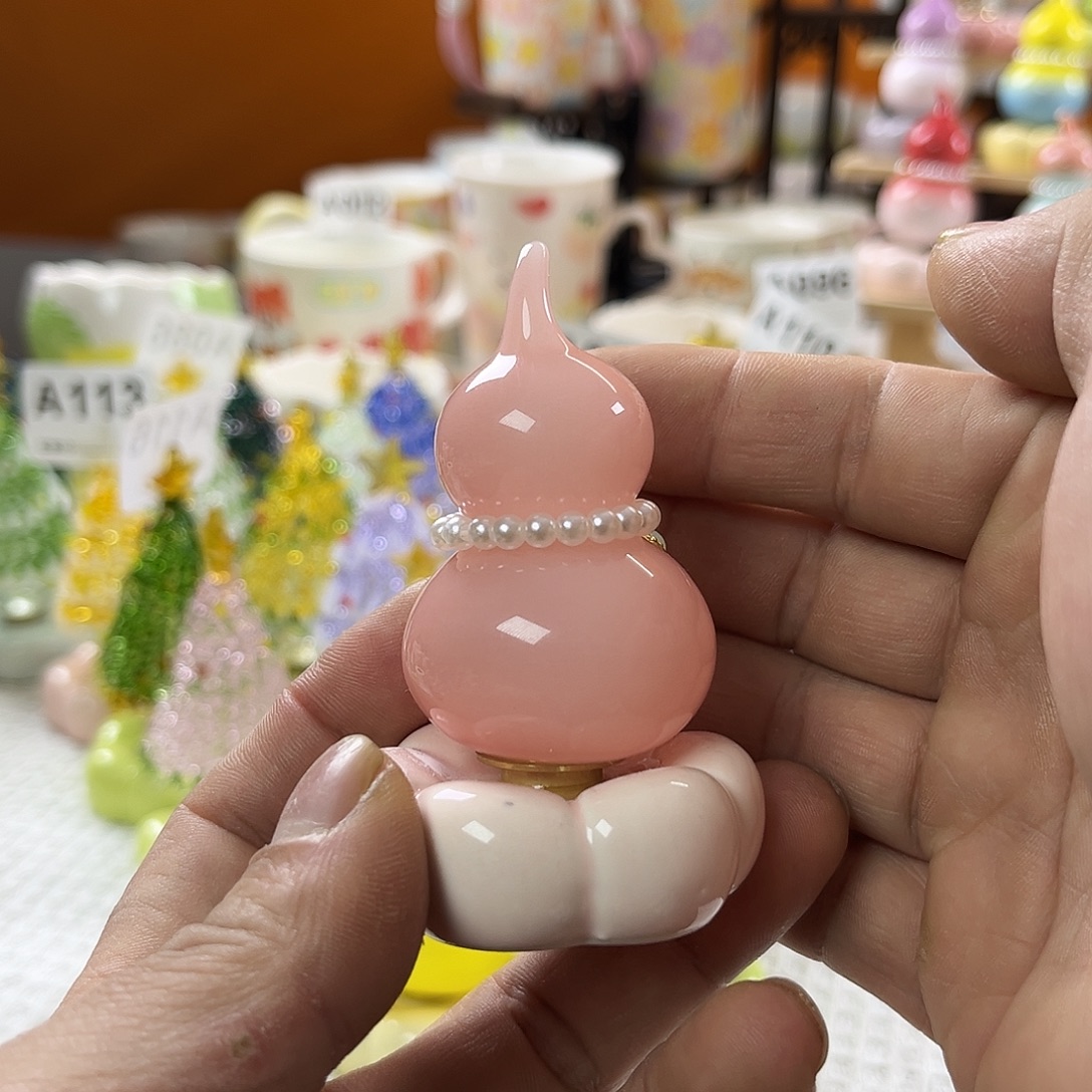 陶景德镇陶瓷底座转转粉色