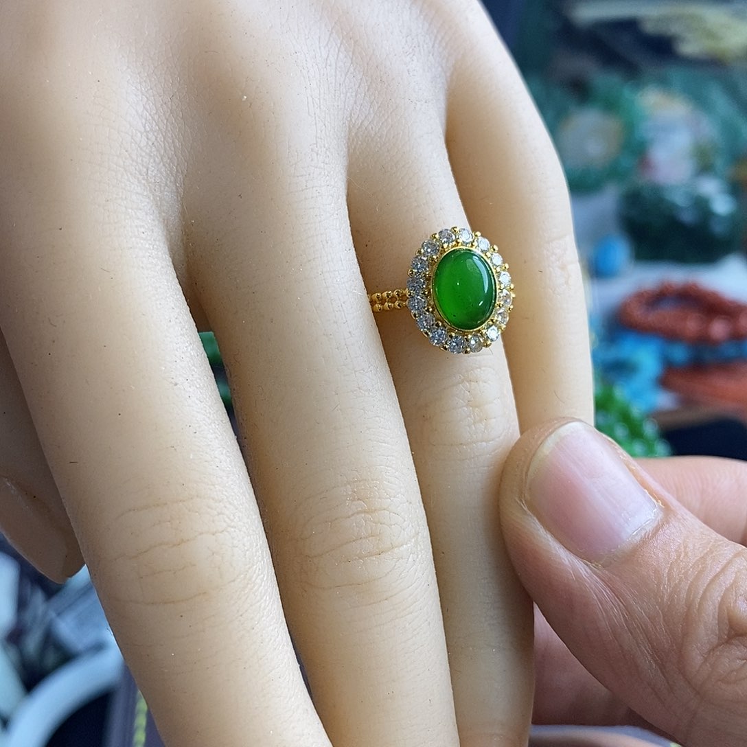 和田玉银S925镶嵌颈饰绿