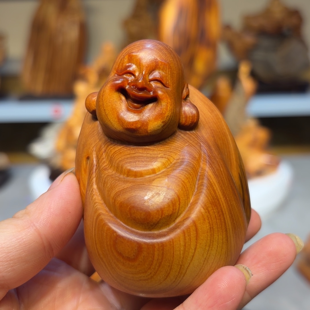 木太行崖柏弥勒佛