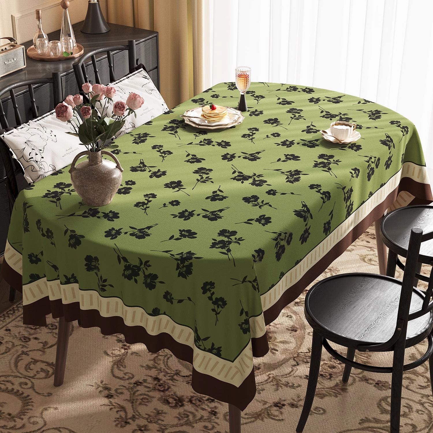 美式餐桌桌布免洗防油防水防烫椭圆桌餐桌布轻奢高级感桌垫台布