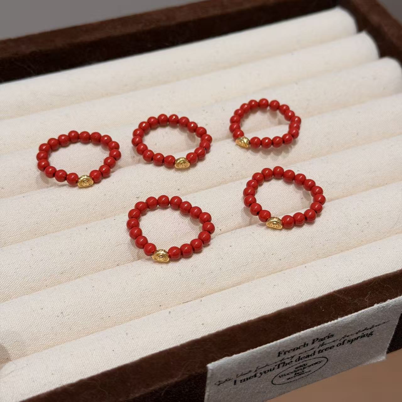 含辰砂工艺品元宝朱砂戒指 Y118